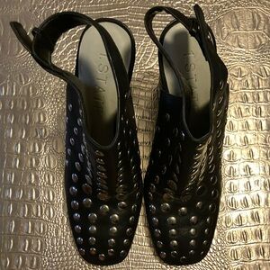 Black and silver heels.